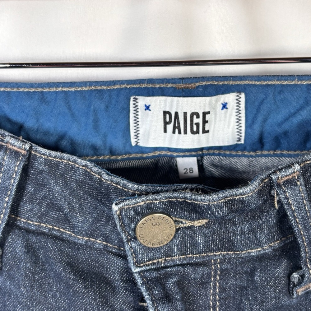 PAIGE Jeans Womens 28 (30) Skyline Boot Mid Rise Dark Wash Denim Bootcut Pleated - Picture 4 of 9